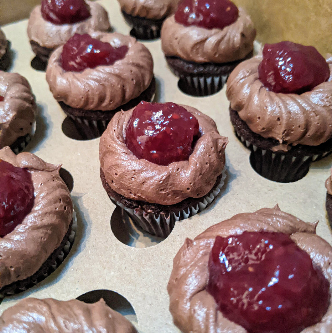 Dozen Mini Double Chocolate Strawberry Cupcakes / Week of July 14