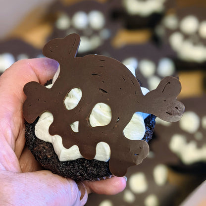 HALLOWEEN SPECIAL: One Dozen Chocolate Skull Cupcakes