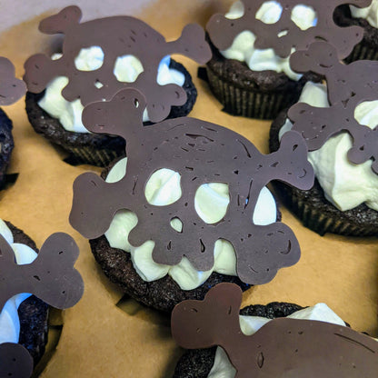 HALLOWEEN SPECIAL: One Dozen Chocolate Skull Cupcakes